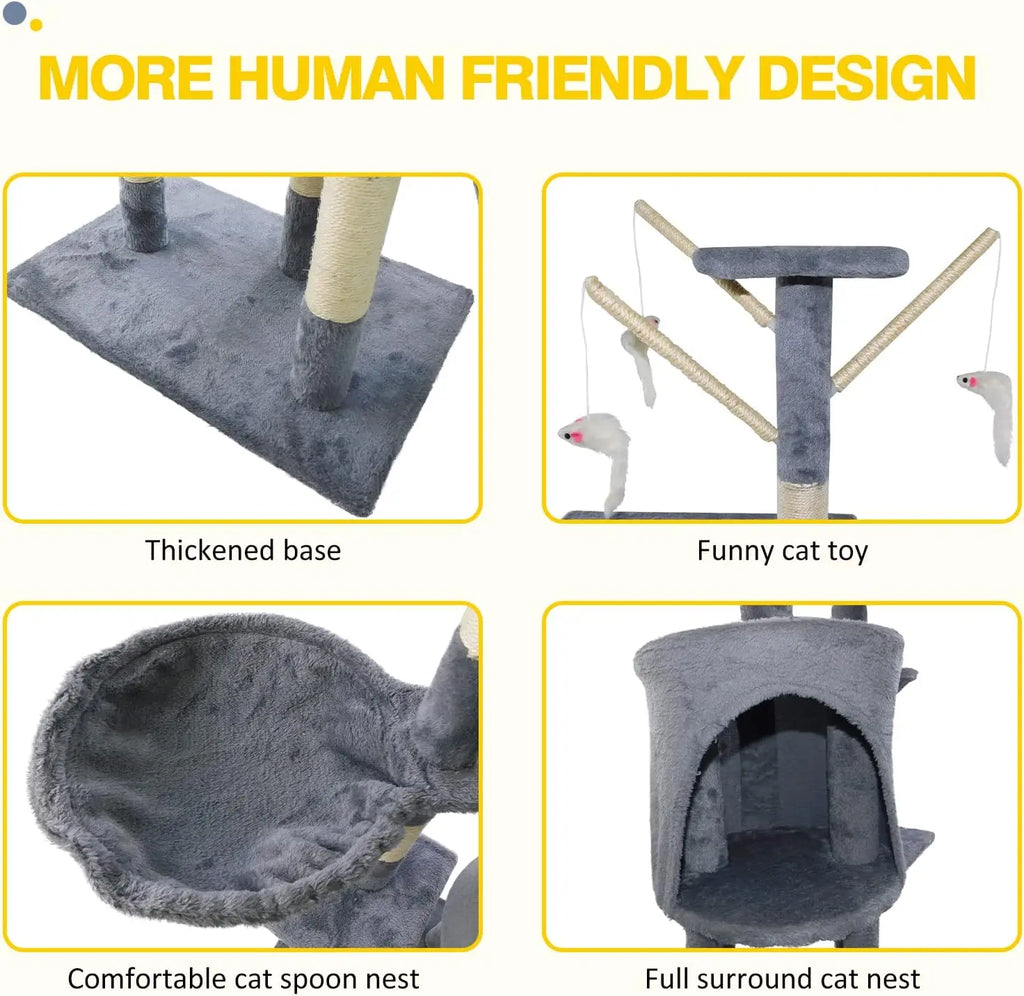 DayPlus Cat Tree Cat Tower Cat Scratching Post for Indoor/Outdoor Cats
