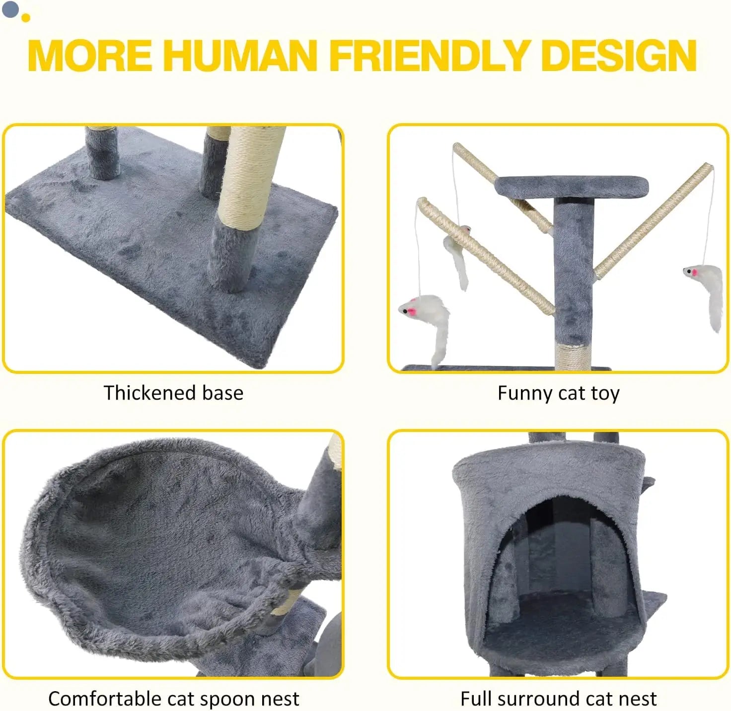 DayPlus Cat Tree Cat Tower Cat Scratching Post for Indoor/Outdoor Cats
