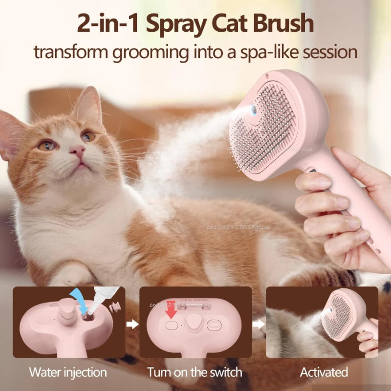 Dog Spray Hair Comb Pet Steam Massage Brush