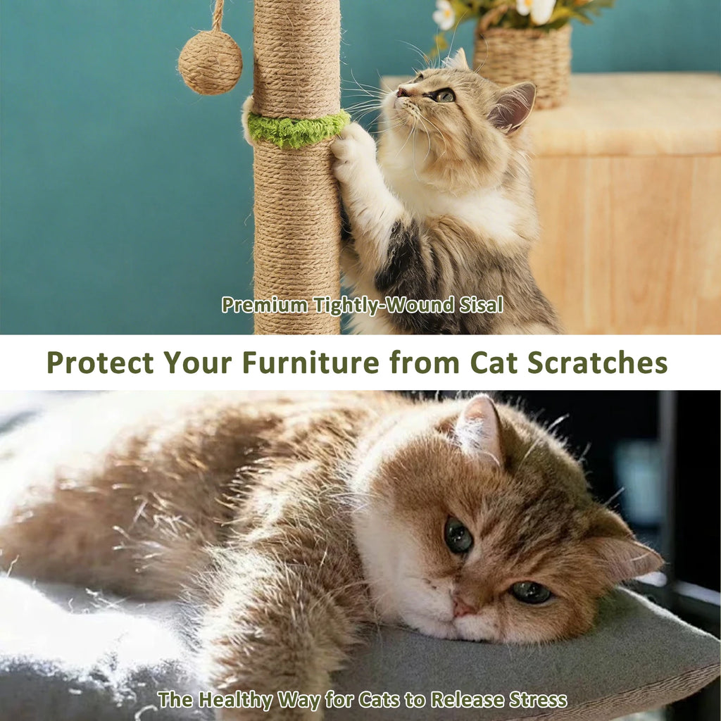 56CM/93CM Tree Cat Scratch Post with Spring Ball Toys