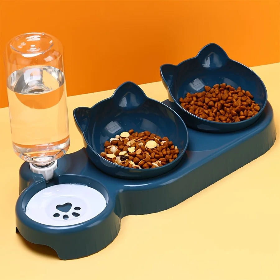 Pet Bowls With Water Feeder, 3 In 1 Cat Ear Design