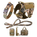 Military Harness for Large Dogs Collar Leash Molle Pouch
