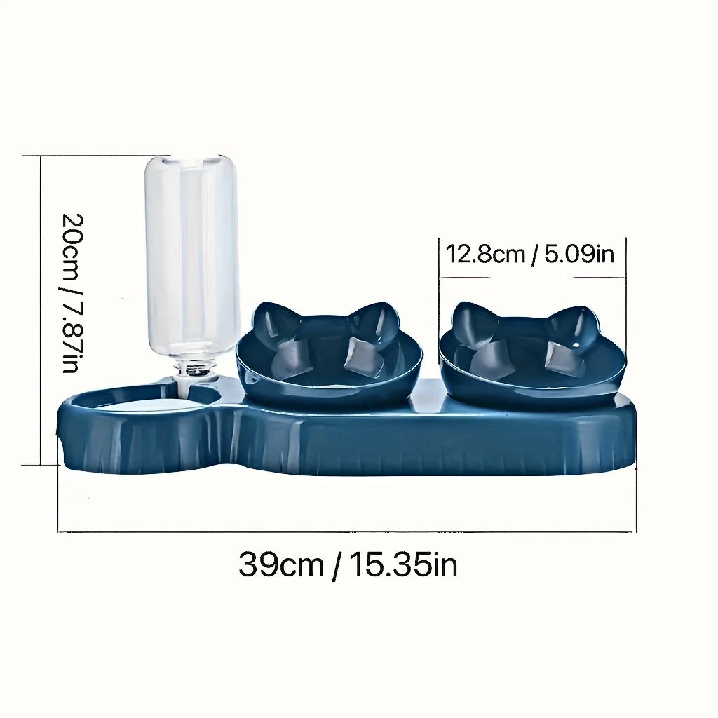 Pet Bowls With Water Feeder, 3 In 1 Cat Ear Design