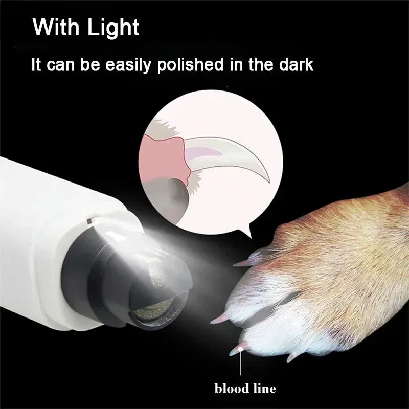 Electric Dog Nail Clippers Rechargeable USB Charging LED Light