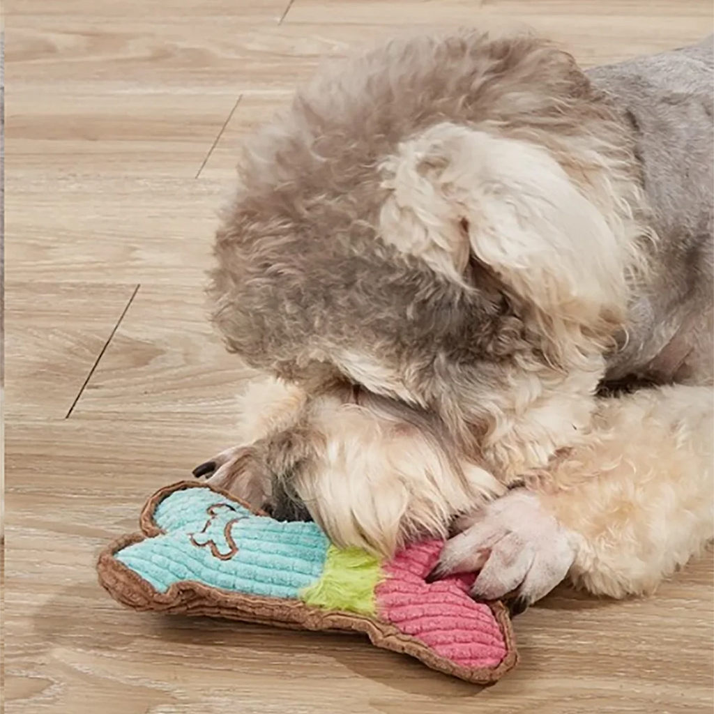 1pc Dog Squeaky Toy Bones Plush Dogs Chew Toy