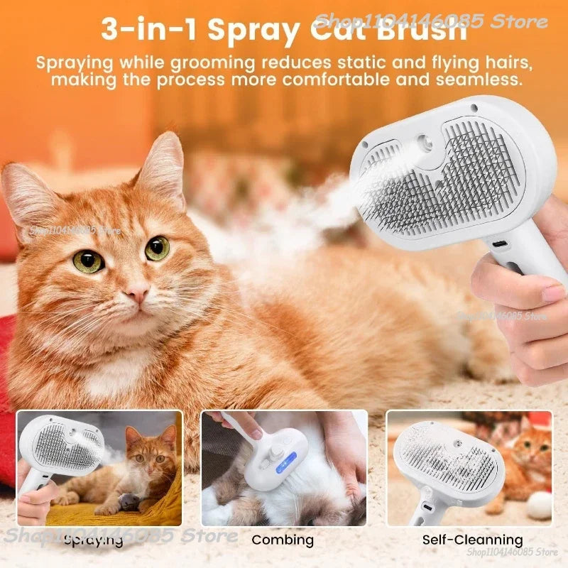 Dog Spray Hair Comb Pet Steam Massage Brush