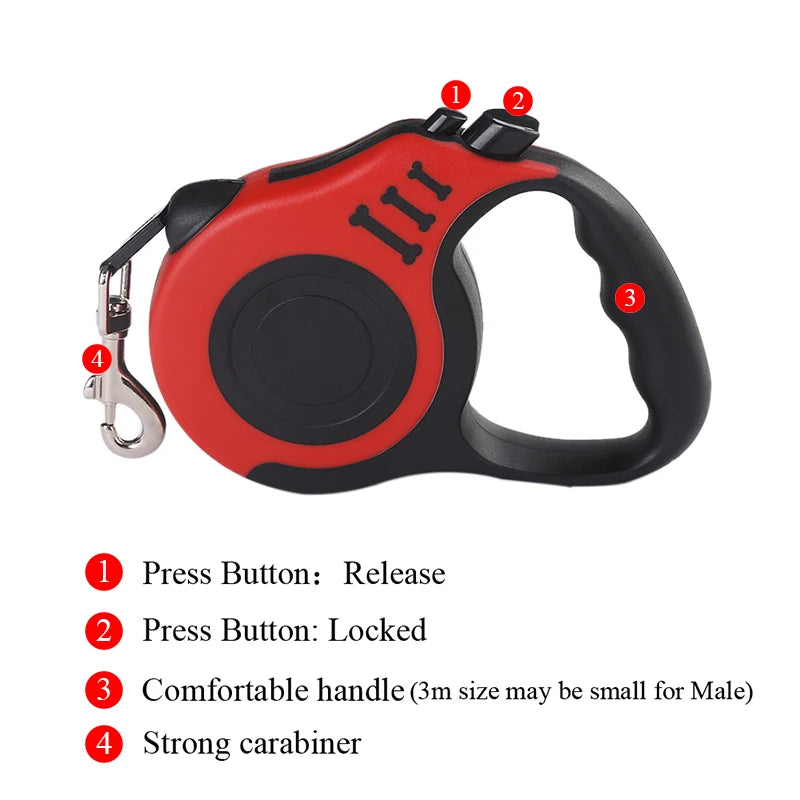 3m 5m Dog Leash for Small Dogs Cats Automatic Retractable Durable Nylon Lead