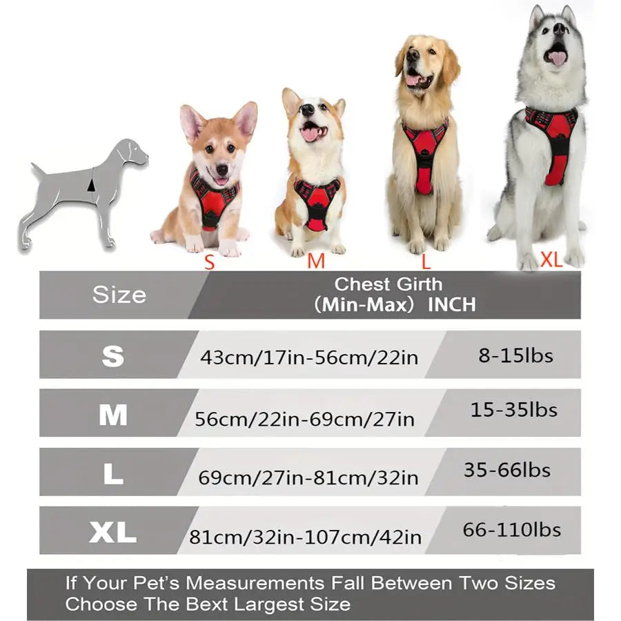 No Pull Dog Harness Front Clip Heavy Duty Reflective Easy Control Handle