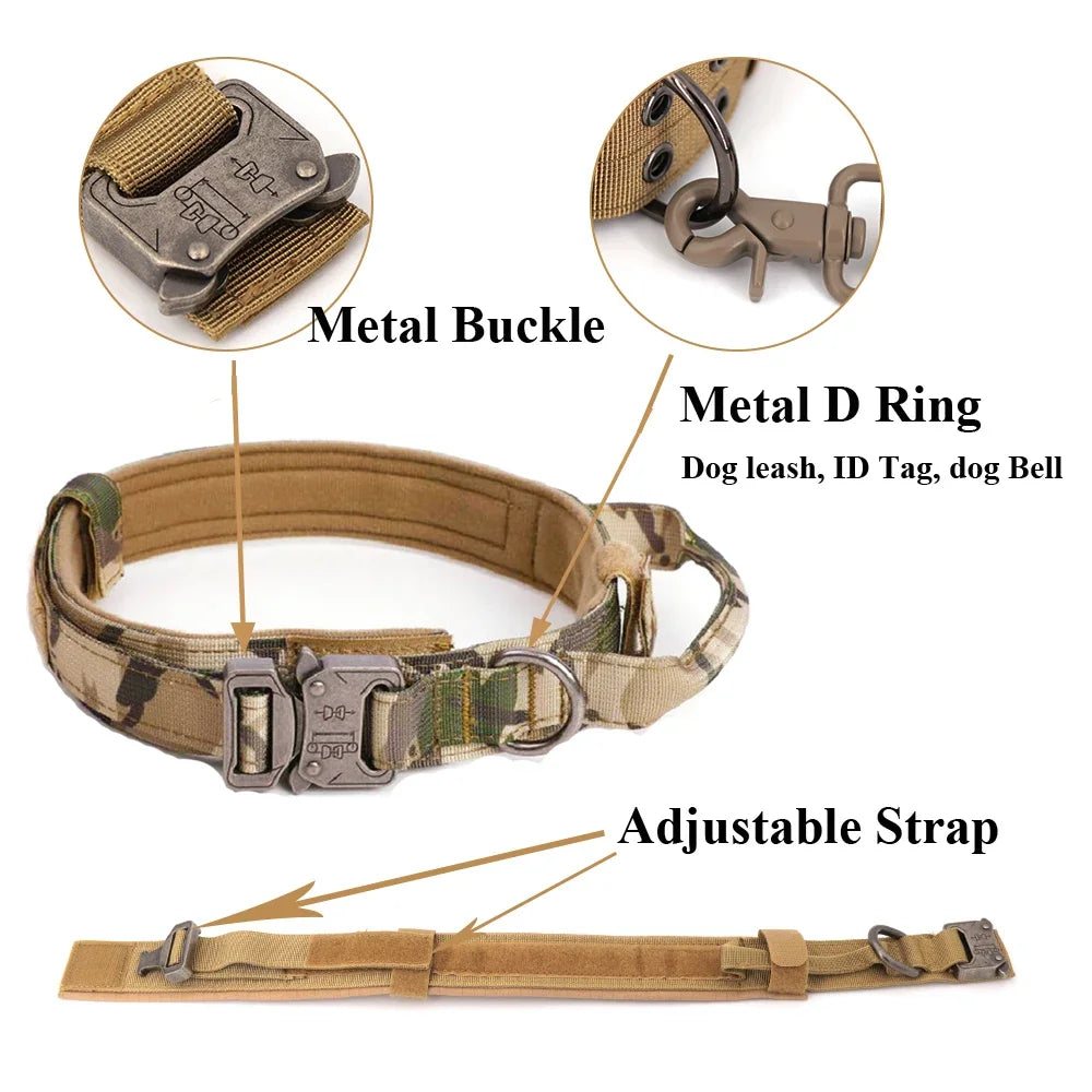 Military Harness for Large Dogs Collar Leash Molle Pouch