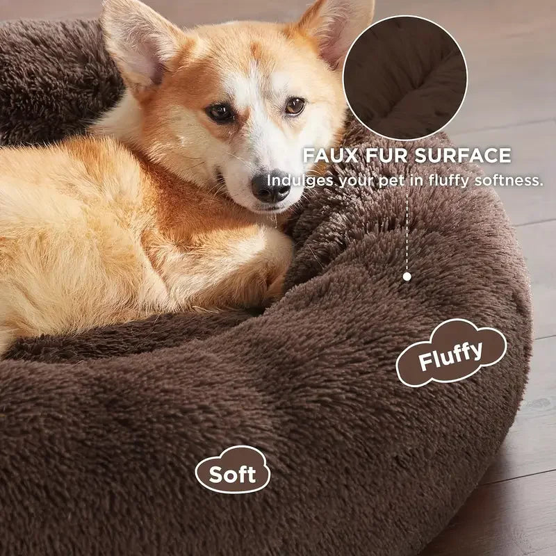 Plush Round Dog Bed Winter Warm