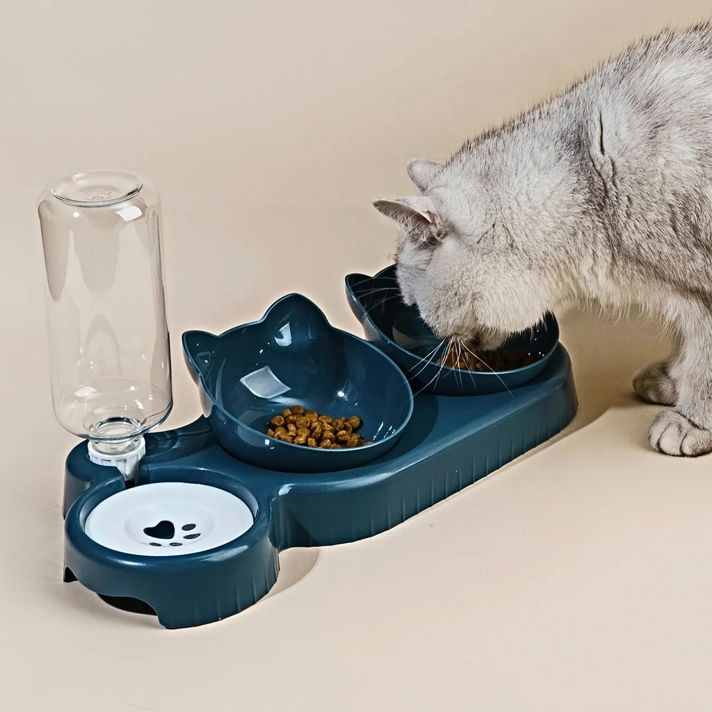 Pet Bowls With Water Feeder, 3 In 1 Cat Ear Design