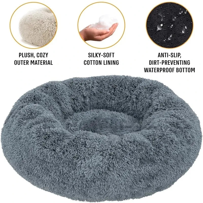 Plush Round Dog Bed Winter Warm