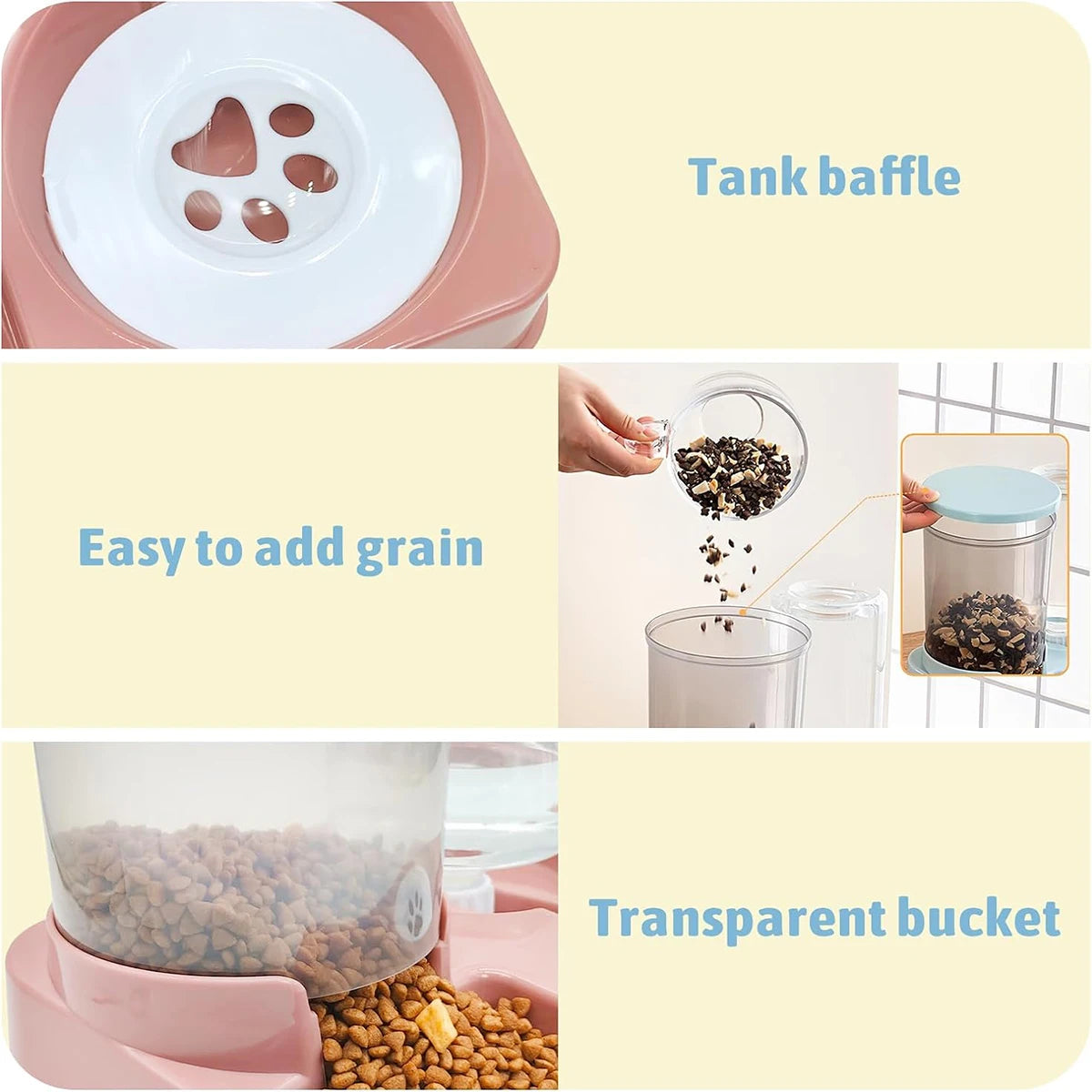 Automatic Cat Feeder Water Dispenser Set, 2 In 1 Tilted Automatic Pet Food And Water Feeder