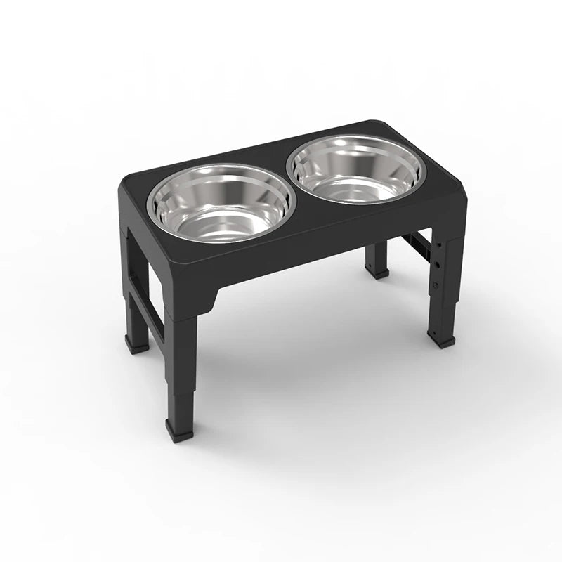 Elevated Dog Feeder Bowls Adjustable Raised Stand with Double Stainless Steel Food Water Bowls