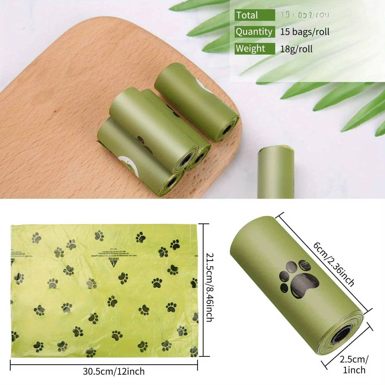 8 Rolls Biodegradable Dog Poop Bags Leak-Proof