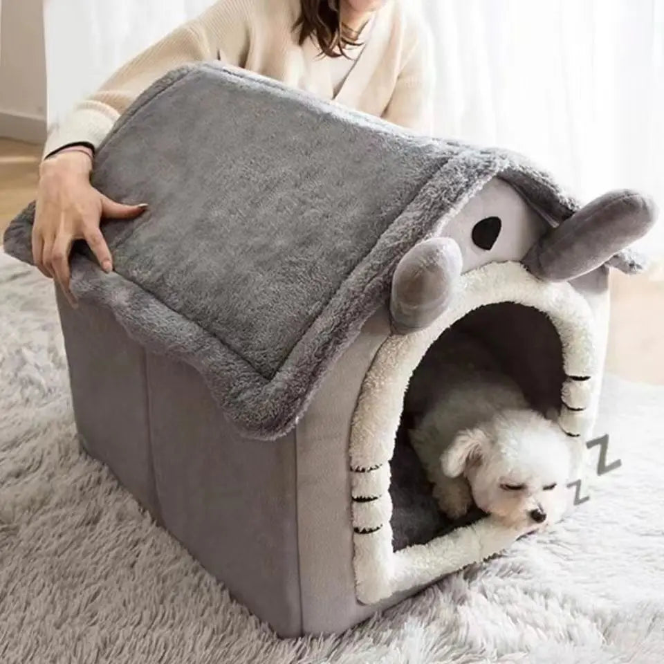Cute All Season Dog House Style Bed