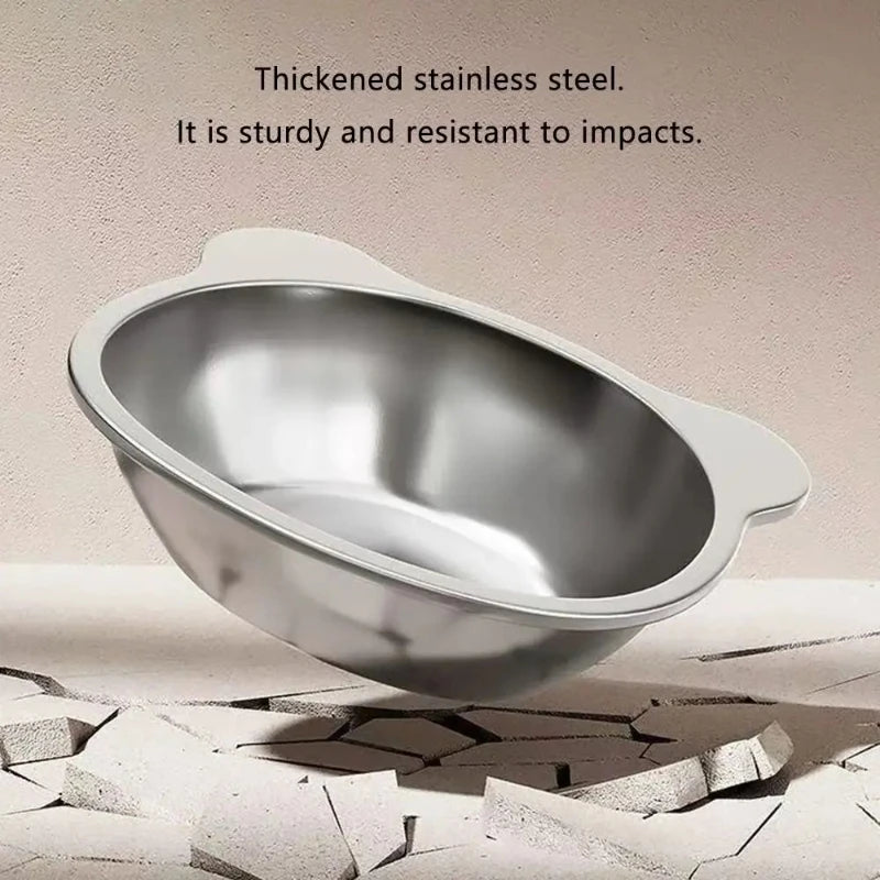 Raised Stainless Steel Cat Bowl with 15° Elevated Design Tilted Neck Guard