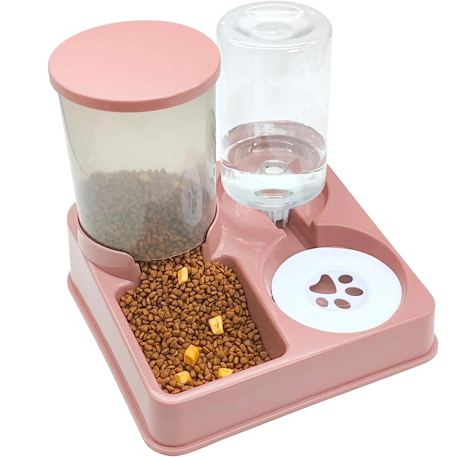 Automatic Cat Feeder Water Dispenser Set, 2 In 1 Tilted Automatic Pet Food And Water Feeder