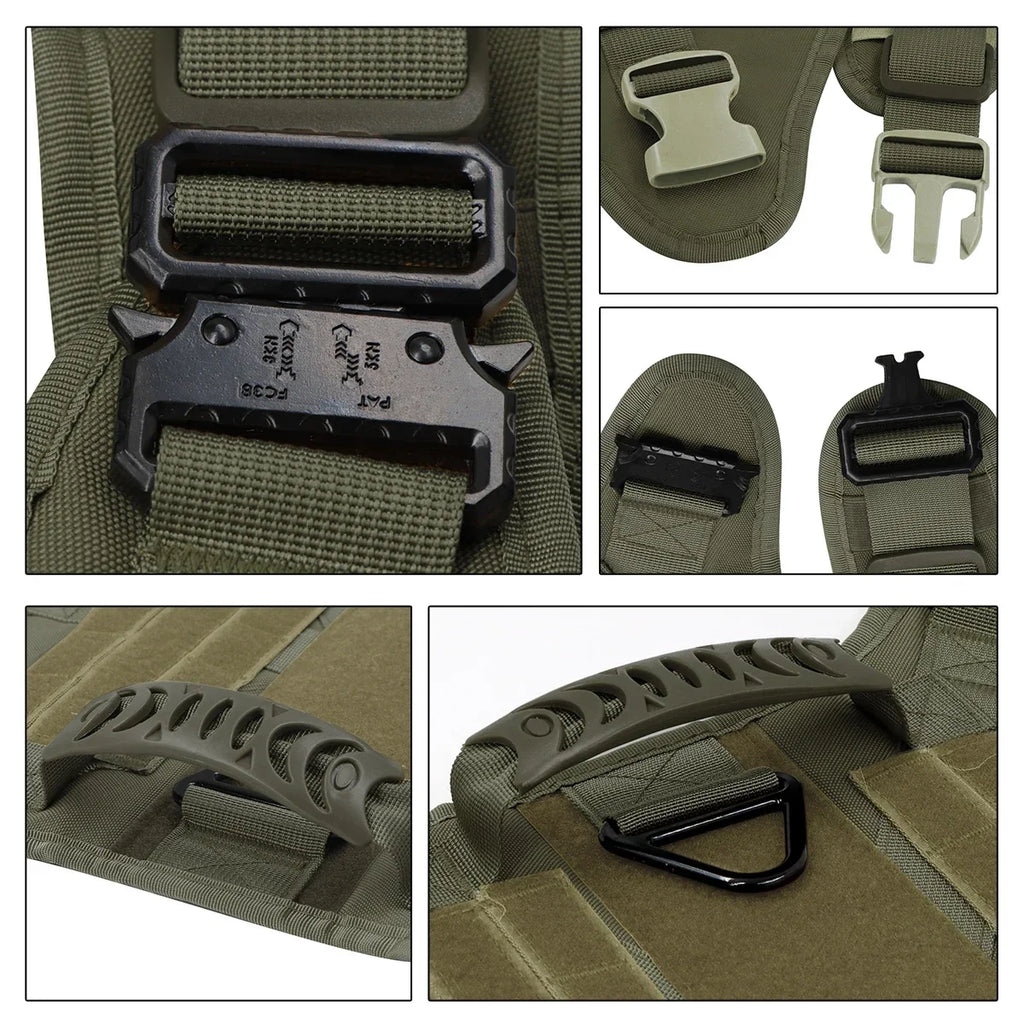 Tactical Dog Harness Leash Collar Molle Pouche