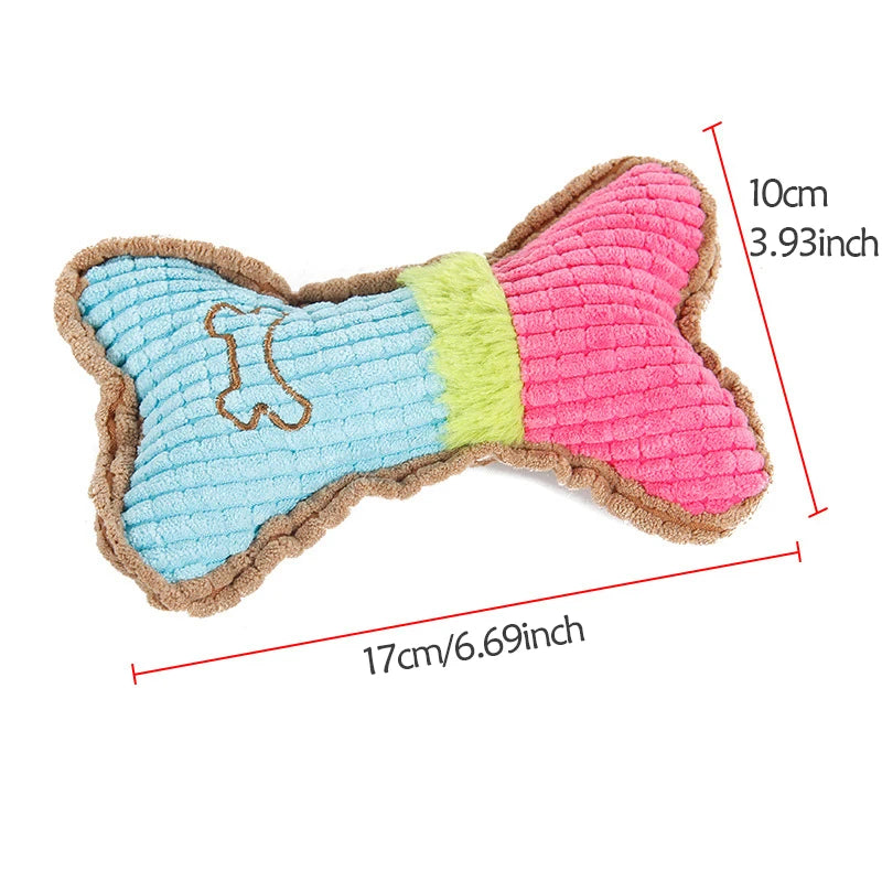 1pc Dog Squeaky Toy Bones Plush Dogs Chew Toy