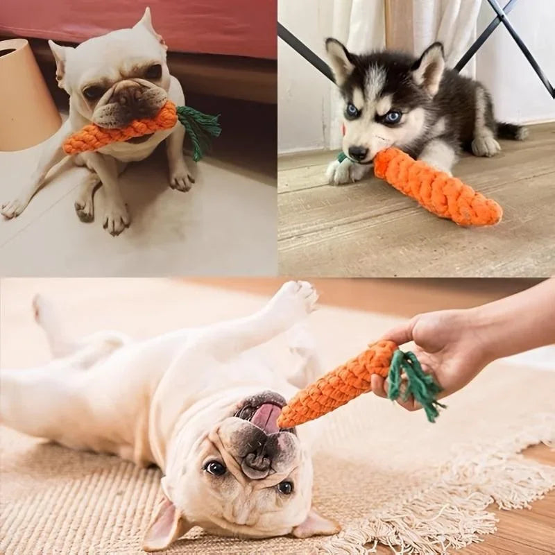 Cute pet toy cotton rope weaving carrot