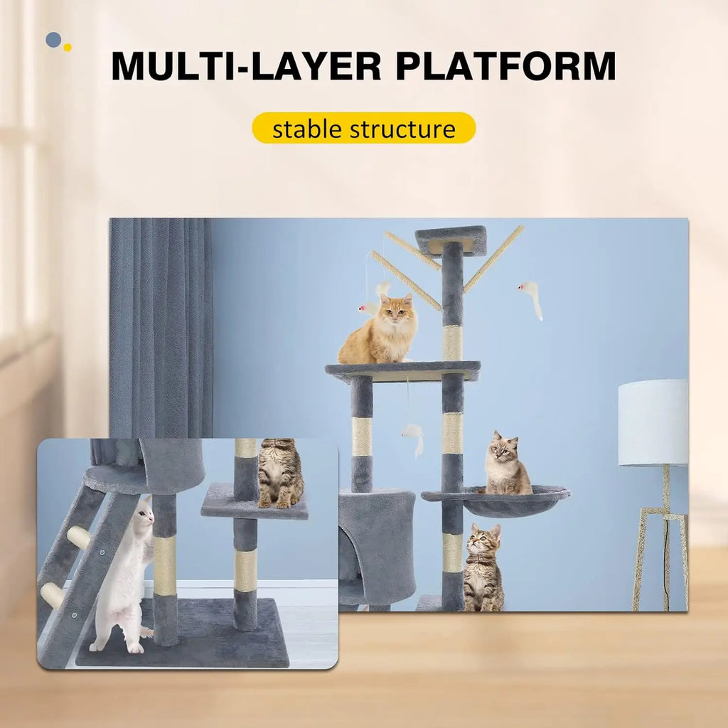 DayPlus Cat Tree Cat Tower Cat Scratching Post for Indoor/Outdoor Cats