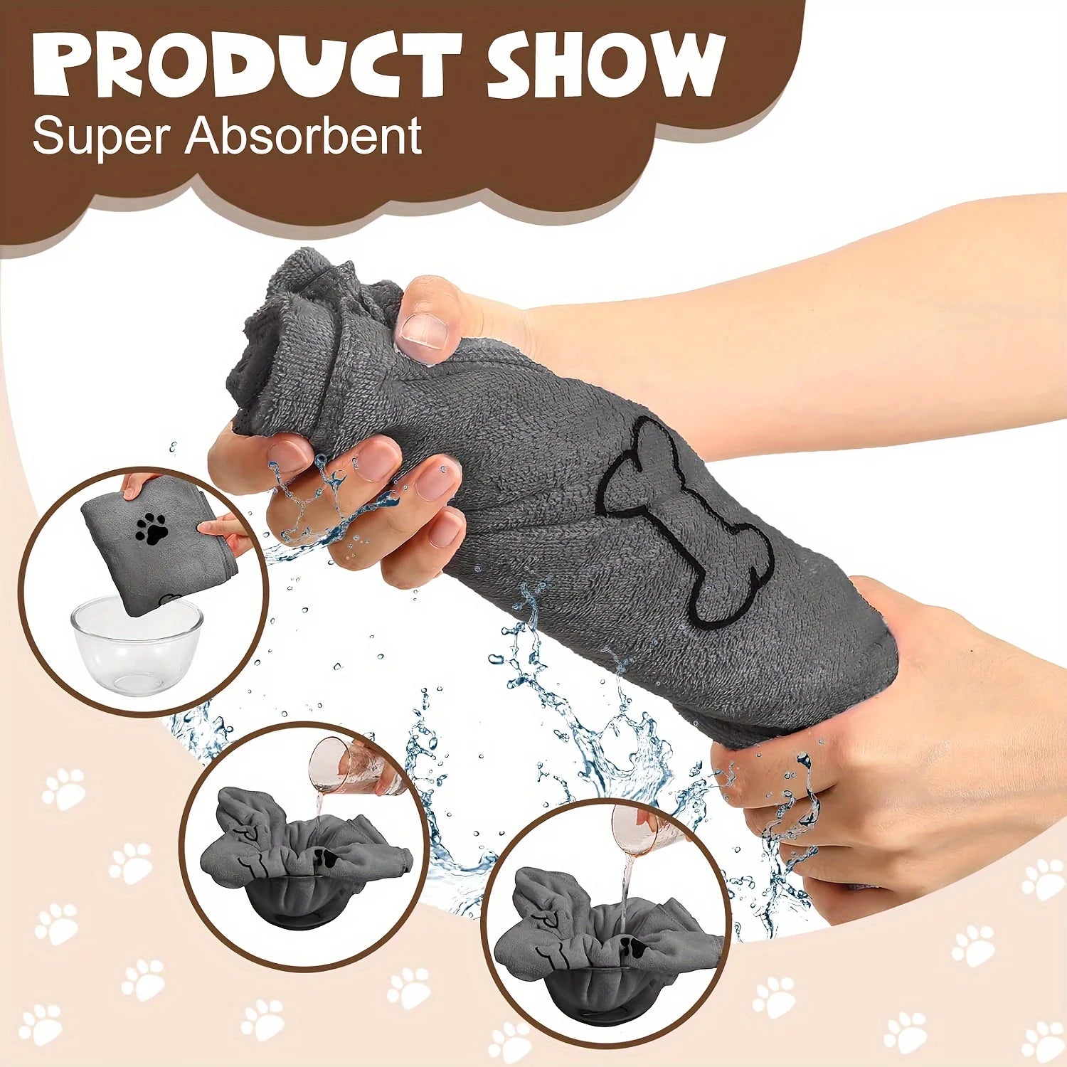1pc Quick-Drying Microfiber Dog Towel