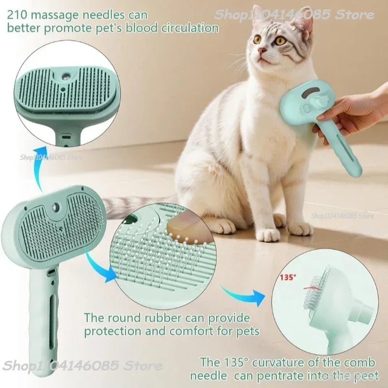 Dog Spray Hair Comb Pet Steam Massage Brush