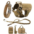 Tactical Dog Harness Leash Collar Molle Pouche