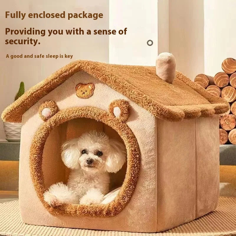 Cute All Season Dog House Style Bed