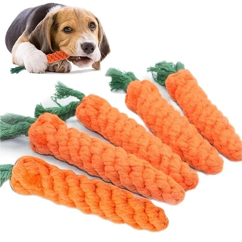 Cute pet toy cotton rope weaving carrot