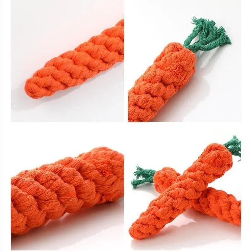 Cute pet toy cotton rope weaving carrot