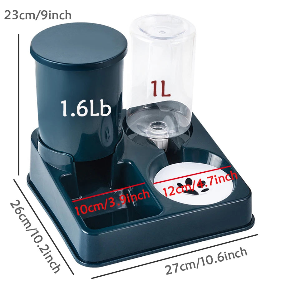 Automatic Cat Feeder Water Dispenser Set, 2 In 1 Tilted Automatic Pet Food And Water Feeder