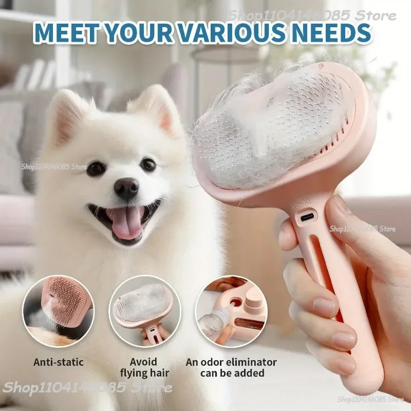 Dog Spray Hair Comb Pet Steam Massage Brush