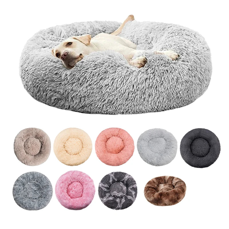Plush Round Dog Bed Winter Warm