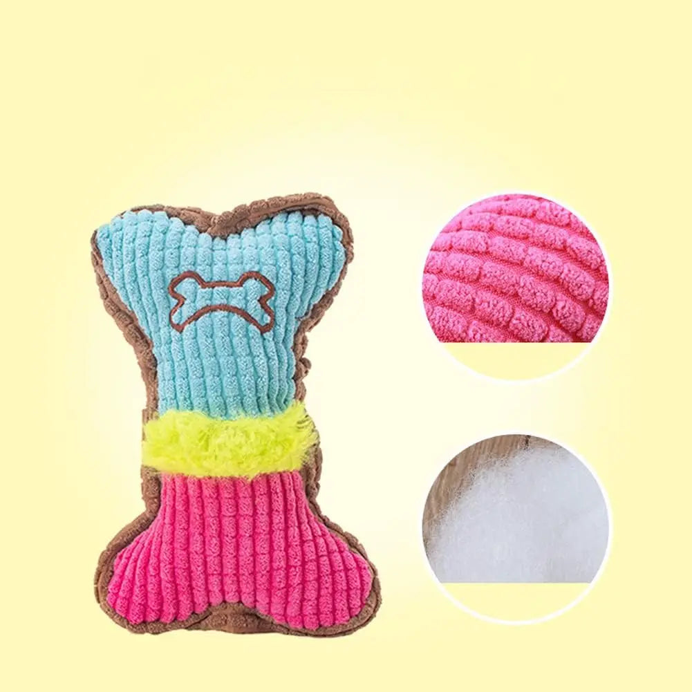 1pc Dog Squeaky Toy Bones Plush Dogs Chew Toy