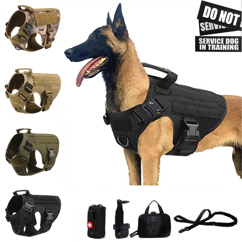 Tactical Military Vest Tactical Training Dog Harness and Leash Set For All Breeds Dogs