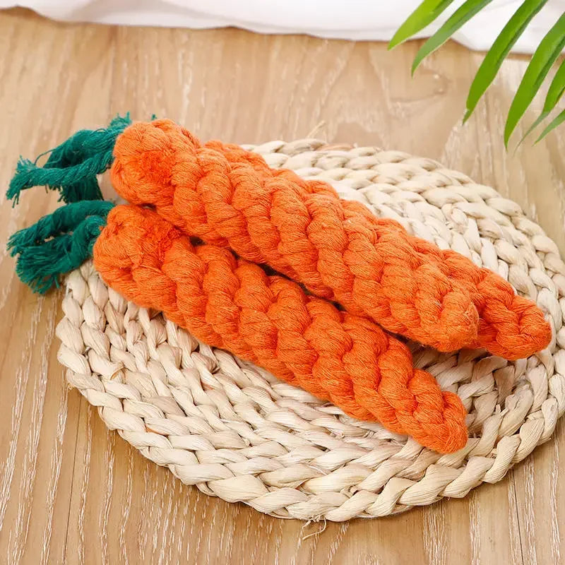 Cute pet toy cotton rope weaving carrot