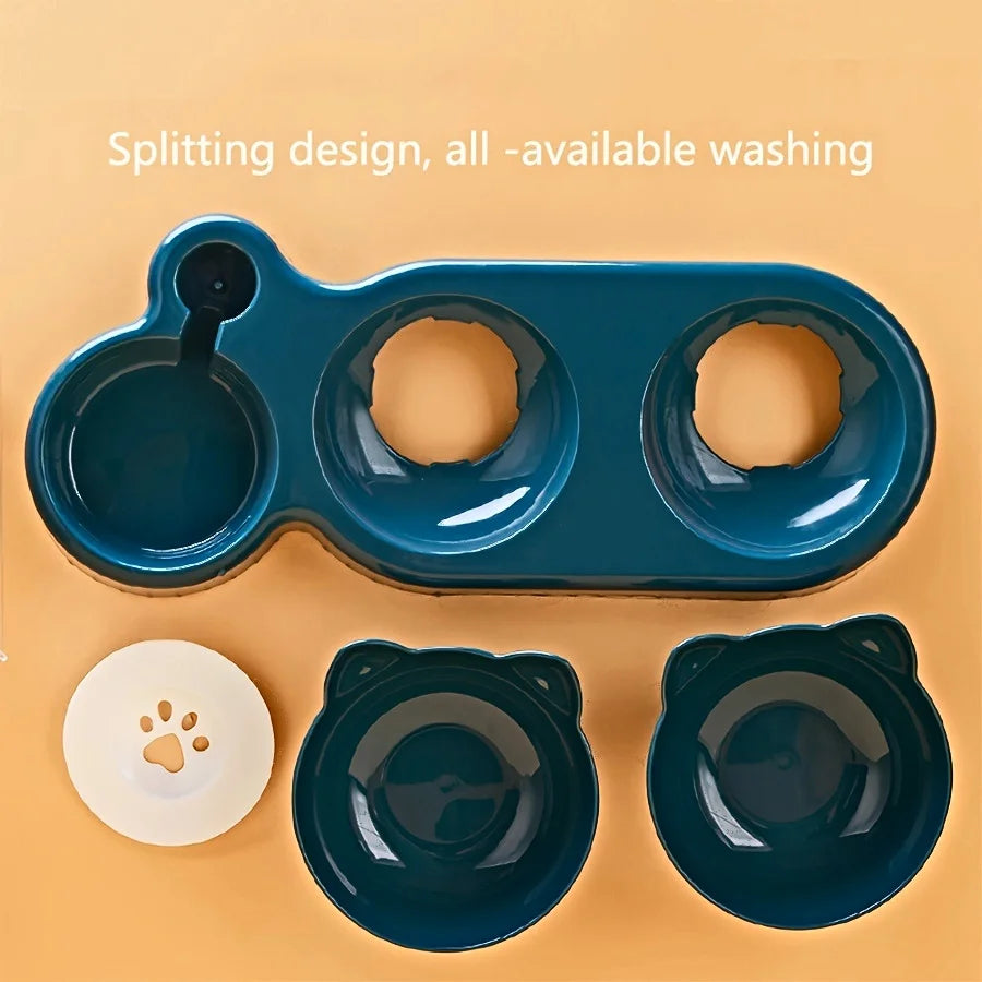 Pet Bowls With Water Feeder, 3 In 1 Cat Ear Design