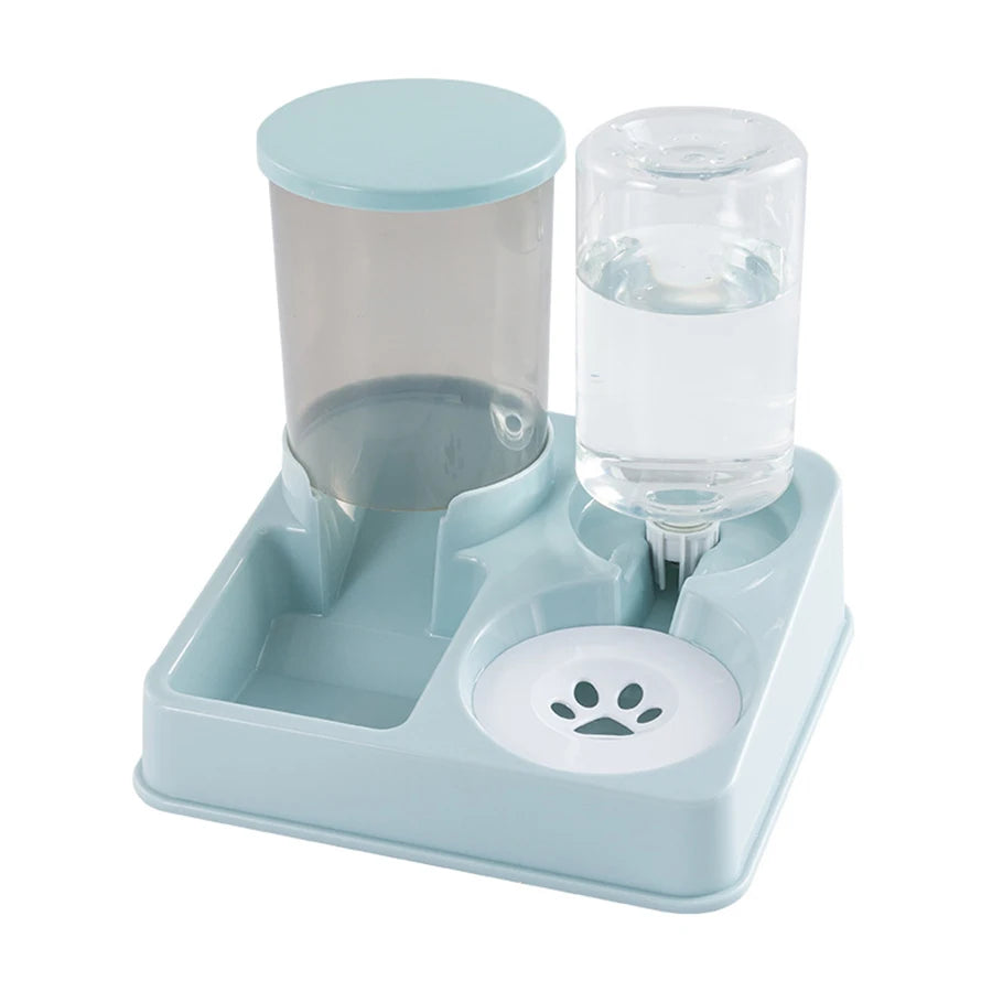 Automatic Cat Feeder Water Dispenser Set, 2 In 1 Tilted Automatic Pet Food And Water Feeder